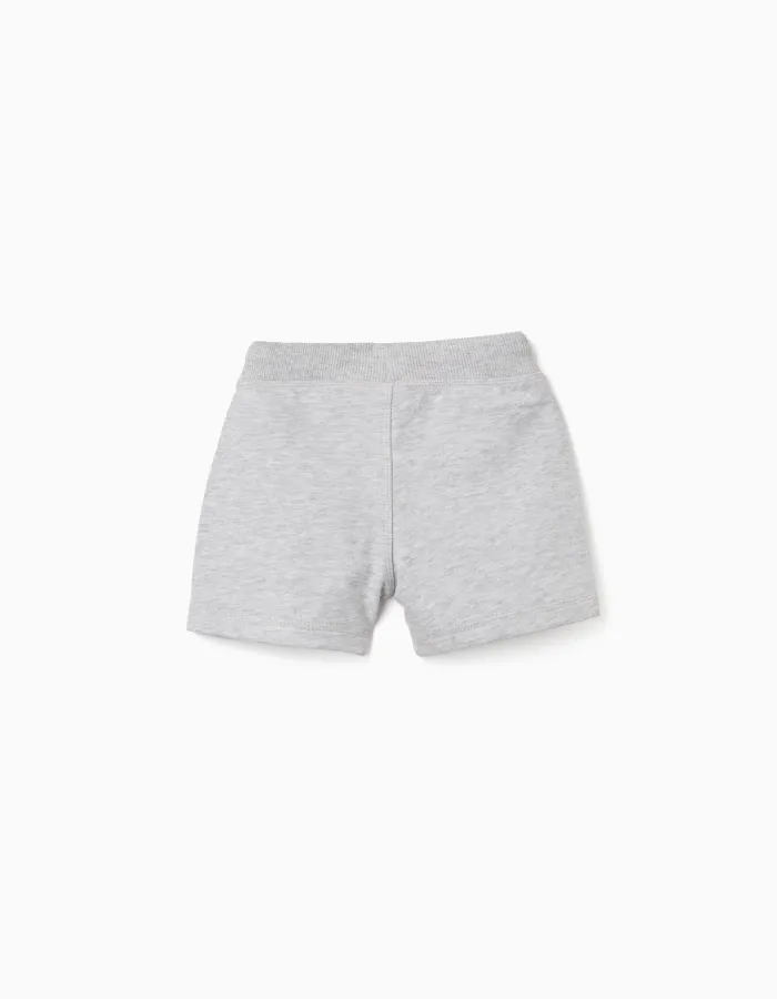 Fleece shorts with drawstring for baby boys, light grey