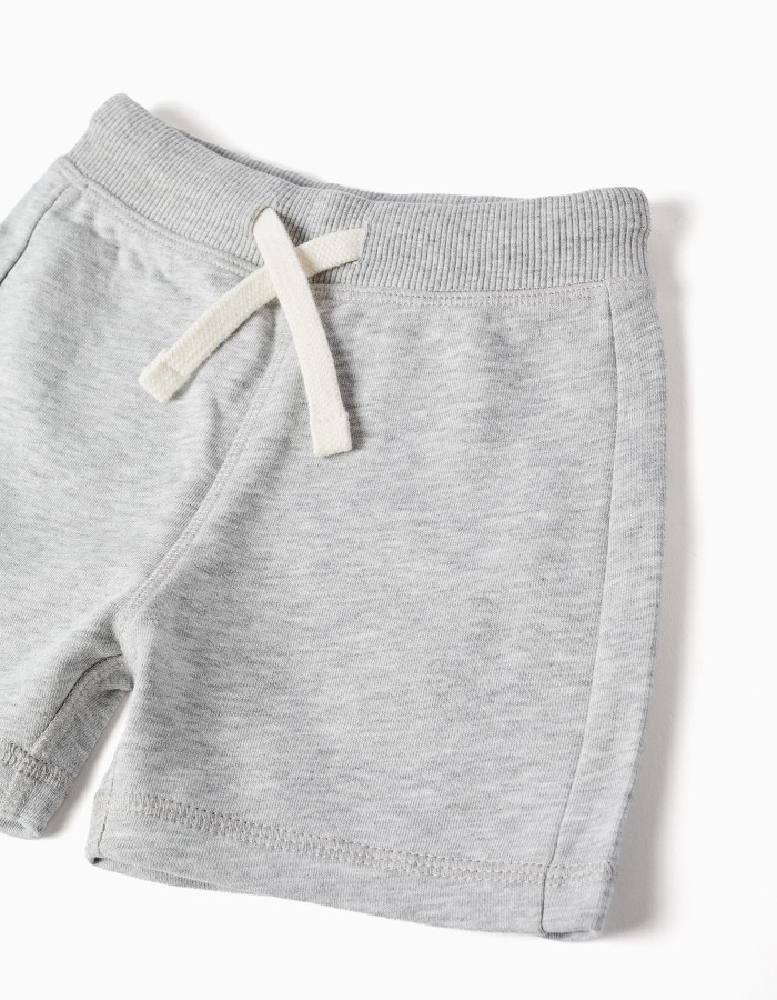 Fleece shorts with drawstring for baby boys, light grey