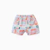 SWIM SHORTS AOP PES, DARK ORANGE
