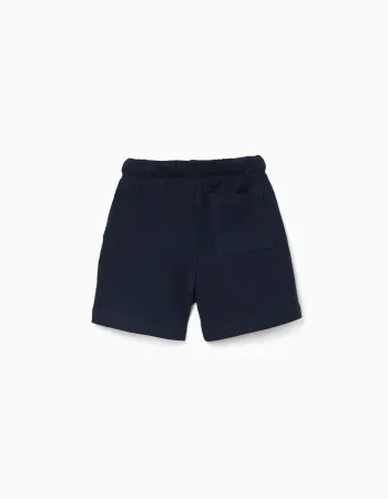 Pack of 2 cotton shorts with drawstring for baby boys, orange/blue