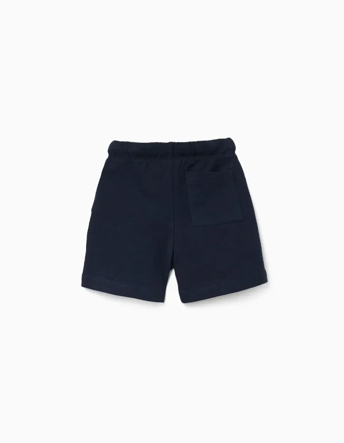Pack of 2 cotton shorts with drawstring for baby boys, orange/blue