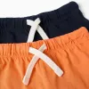 Pack of 2 cotton shorts with drawstring for baby boys, orange/blue