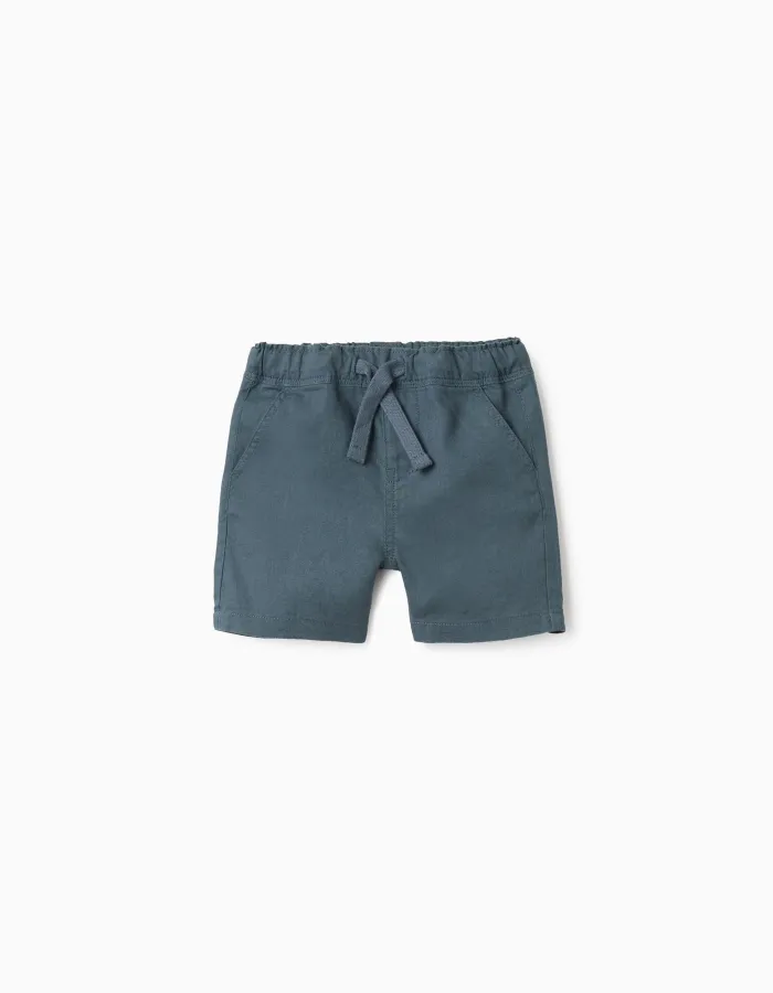 SHORTS LINEN, DARK BLUE
