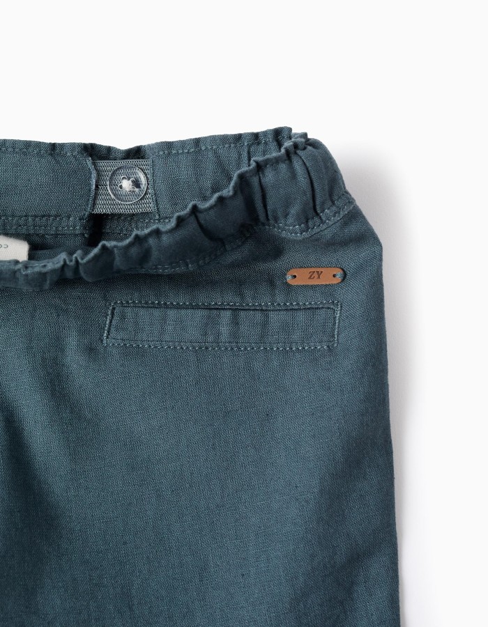 SHORTS LINEN, DARK BLUE