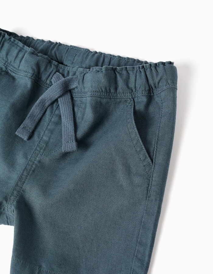 SHORTS LINEN, DARK BLUE