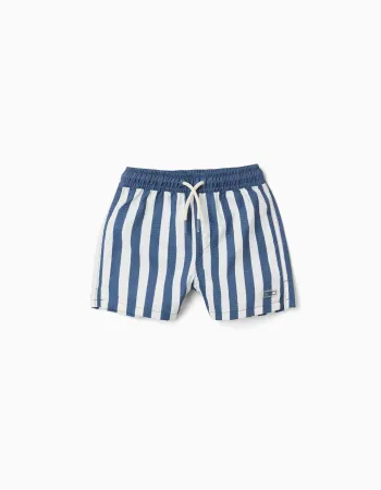 Striped swim shorts with drawstring You&Me for baby boys, white/blue