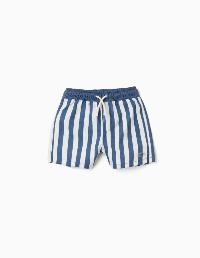 Striped swim shorts with drawstring You&Me for baby boys, white/blue