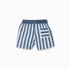 Striped swim shorts with drawstring You&Me for baby boys, white/blue