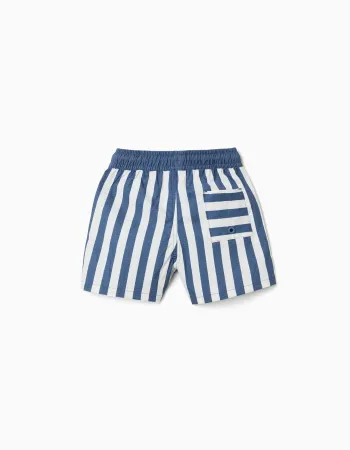 Striped swim shorts with drawstring You&Me for baby boys, white/blue