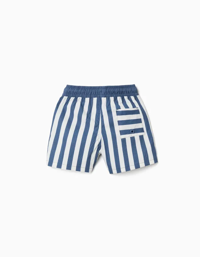 Striped swim shorts with drawstring You&Me for baby boys, white/blue