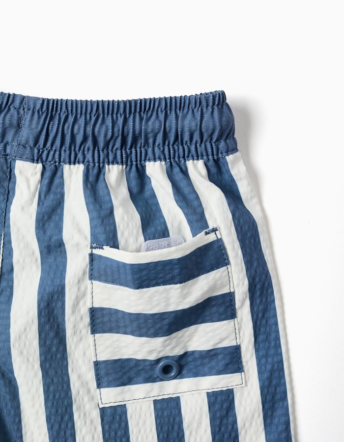 Striped swim shorts with drawstring You&Me for baby boys, white/blue