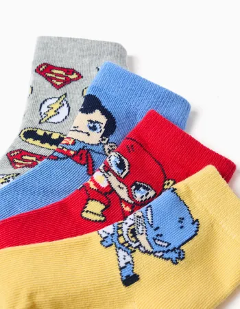Pack of 4 socks with Super Friends for newborn and baby boys, multicolour