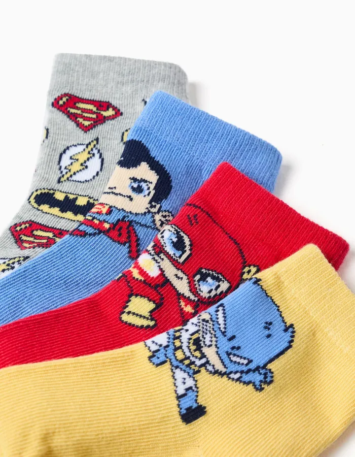 Pack of 4 socks with Super Friends for newborn and baby boys, multicolour