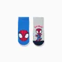 2 non-slip socks with Spidey print for newborn and baby boys, blue/grey