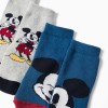 Pack of 2 non-slip terry socks with Mickey for baby boys, multicolour