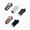 Pack of 5 pairs of ankle socks for boys, light grey/blue/brown