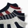 Pack of 5 pairs of ankle socks for boys, light grey/blue/brown
