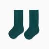Knee-high ribbed socks for baby boys, dark green