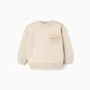 Cotton sweatshirt with chest pocket B&S for baby boys, light beige