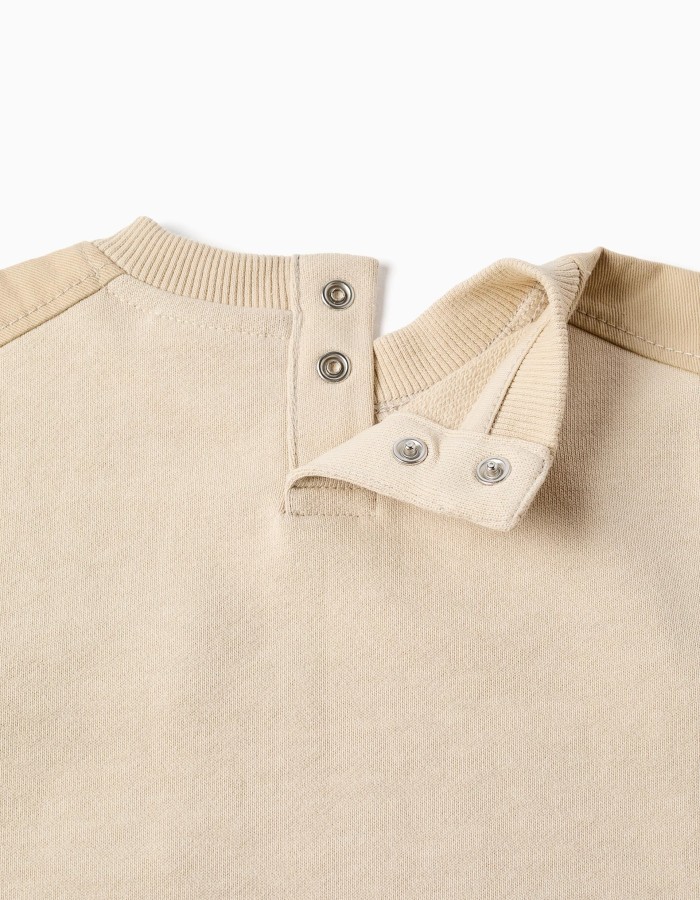 Cotton sweatshirt with chest pocket B&S for baby boys, light beige