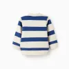 Striped sweatshirt with kangaroo pocket for baby boys, blue/white