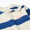 Striped sweatshirt with kangaroo pocket for baby boys, blue/white