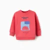Cotton sweatshirt with Creative Boss print for baby boys, red