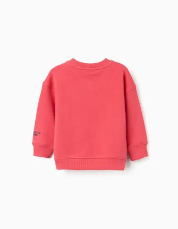 Cotton sweatshirt with Creative Boss print for baby boys, red