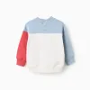 Cotton sweatshirt with colour block and print for baby boys, multicolour