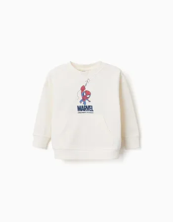 Cotton sweatshirt with Spider-Man prints for babies and boys, white