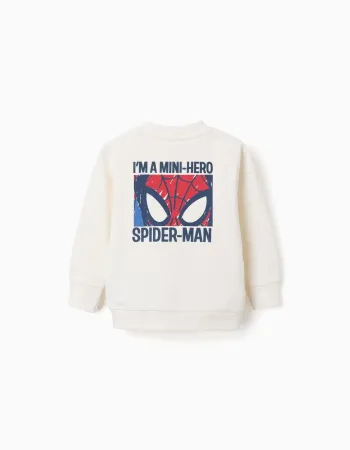 Cotton sweatshirt with Spider-Man prints for babies and boys, white