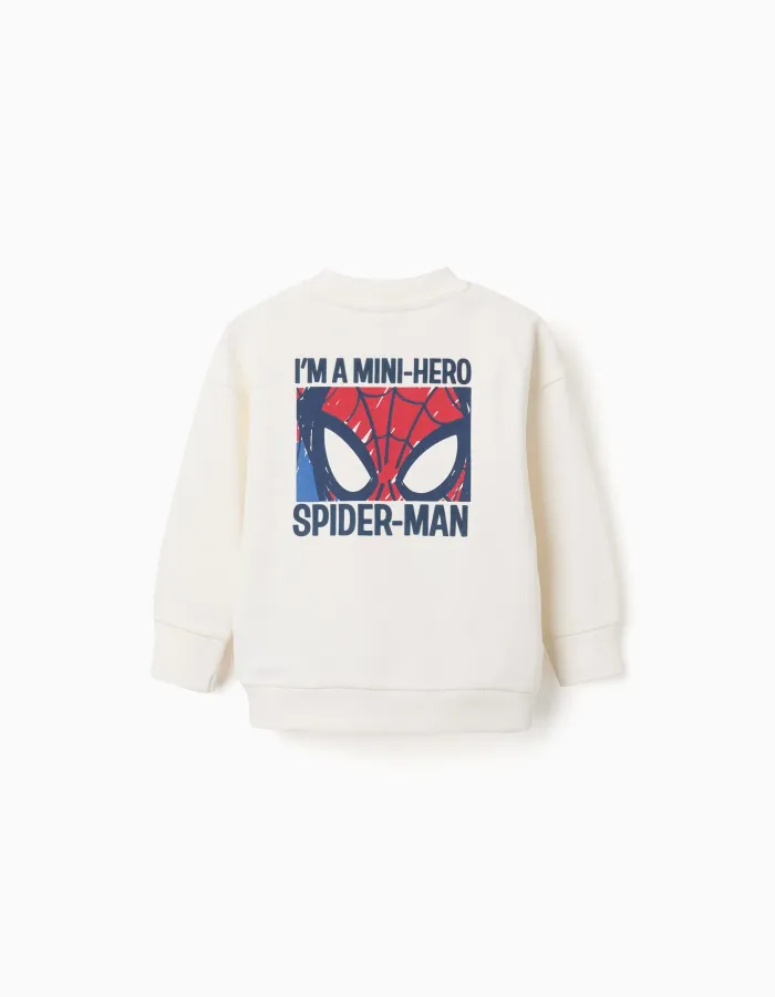 Cotton sweatshirt with Spider-Man prints for babies and boys, white
