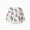 Brushed sweatshirt with houses print for baby boys, white
