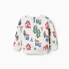 Brushed sweatshirt with houses print for baby boys, white