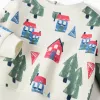 Brushed sweatshirt with houses print for baby boys, white