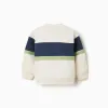 Brushed sweatshirt with colour block for baby boys, white/blue/green
