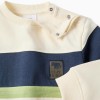 Brushed sweatshirt with colour block for baby boys, white/blue/green