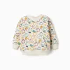 Brushed sweatshirt with colourful print for baby boys, white