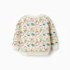 Brushed sweatshirt with colourful print for baby boys, white
