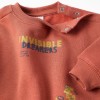 Brushed sweatshirt with Invisible Dreamers print for baby boys, terracotta