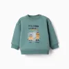 Brushed sweatshirt with Holding Hands print for baby boys, blue-green