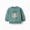 Brushed sweatshirt with Holding Hands print for baby boys, blue-green