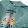 Brushed sweatshirt with Holding Hands print for baby boys, blue-green