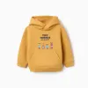 Brushed hooded sweatshirt with Tiny Friends print for baby boys, yellow