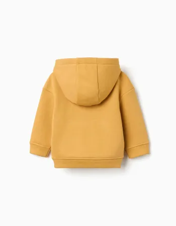 Brushed hooded sweatshirt with Tiny Friends print for baby boys, yellow