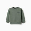 Cotton sweatshirt with ZY print for baby boys, dark green