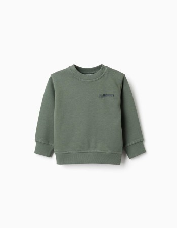 Cotton sweatshirt with ZY print for baby boys, dark green