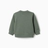 Cotton sweatshirt with ZY print for baby boys, dark green
