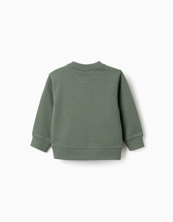 Cotton sweatshirt with ZY print for baby boys, dark green