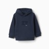 Hooded sweatshirt with ZY bouclé embroidery for baby boys, navy blue